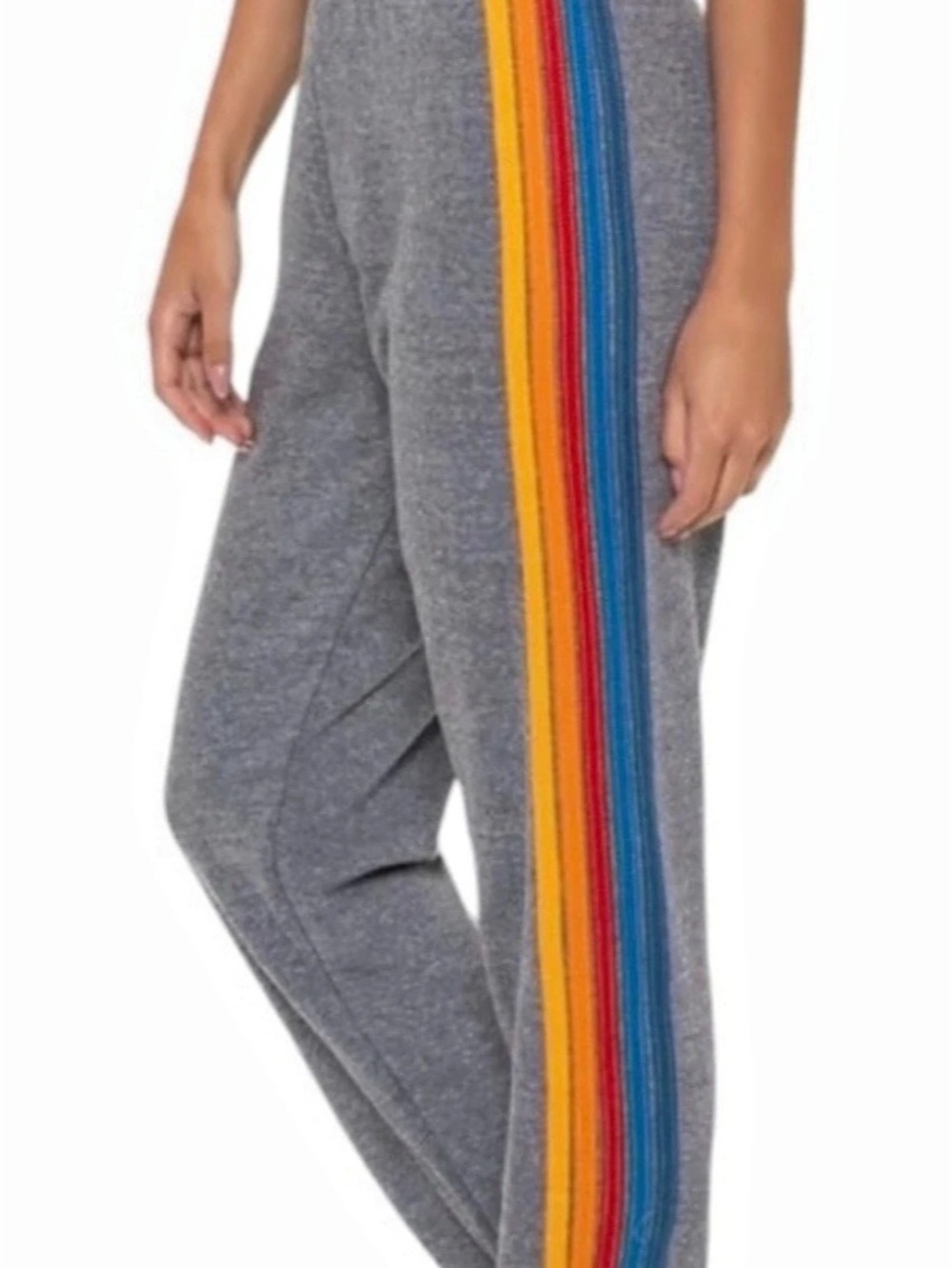 Aviator Nation 5 Stripe Sweatpants Gray Multicolor